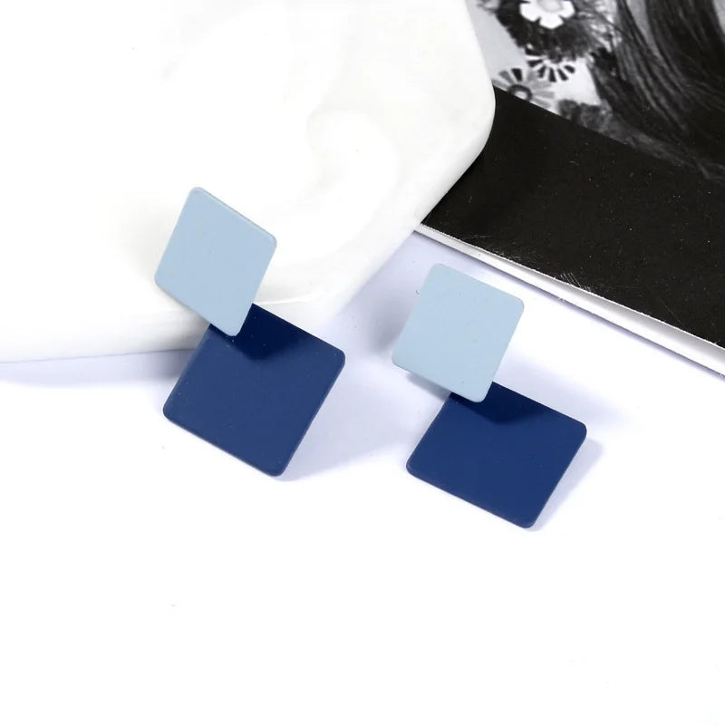 Blue Geometric Butterfly Dangle Earrings