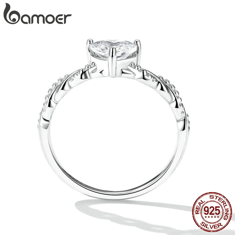925 Sterling Silver Romantic Heart Zircon Ring
