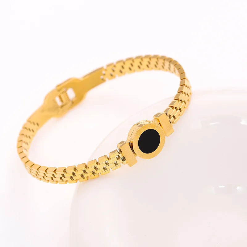 Stainless Steel Roman Numeral Bangle Bracelet