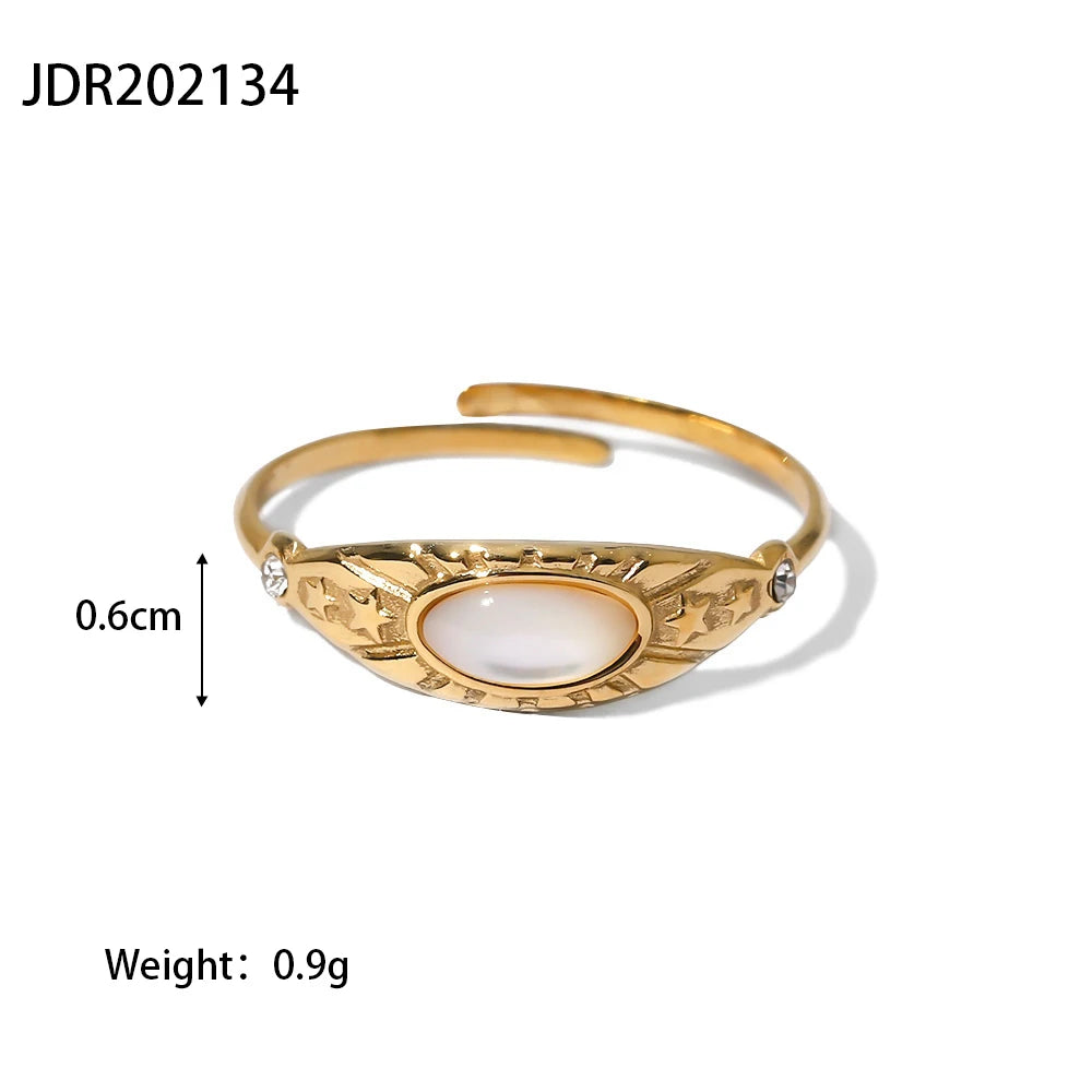 Waterproof Natural Stone Stainless Steel Ring