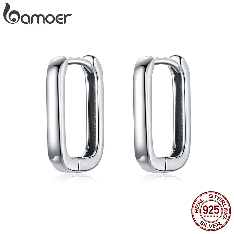925 Sterling Silver Square Buckle Earrings