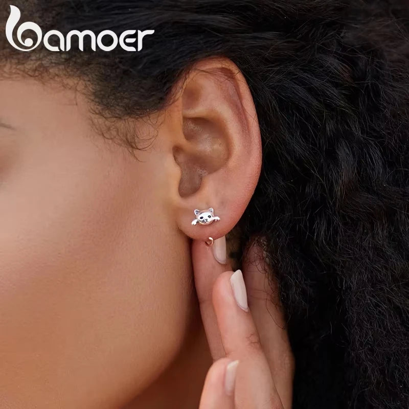 925 Sterling Silver Cat Tail Stud Earrings