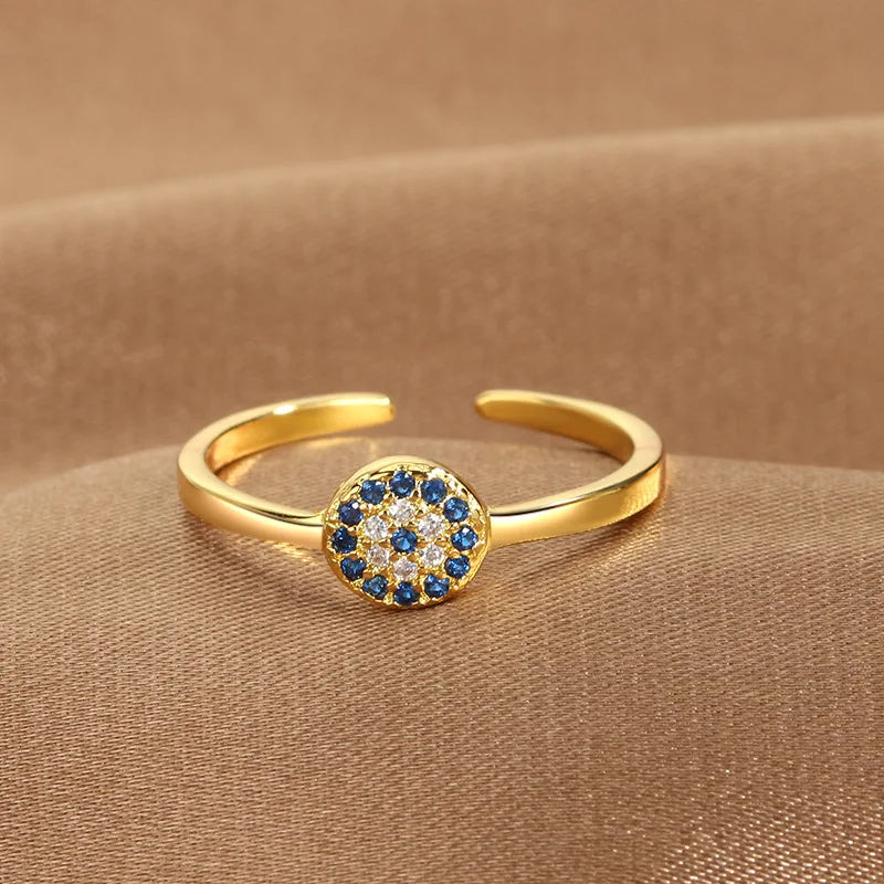 Blue Evil Eye Adjustable Ring