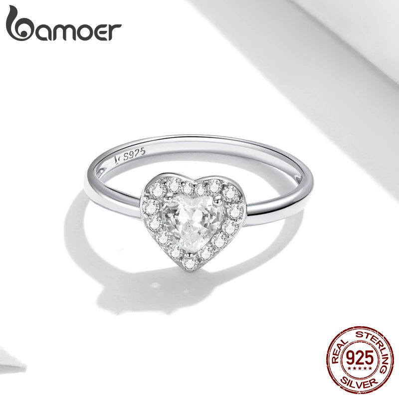 925 Sterling Silver Heart Crystal Ring