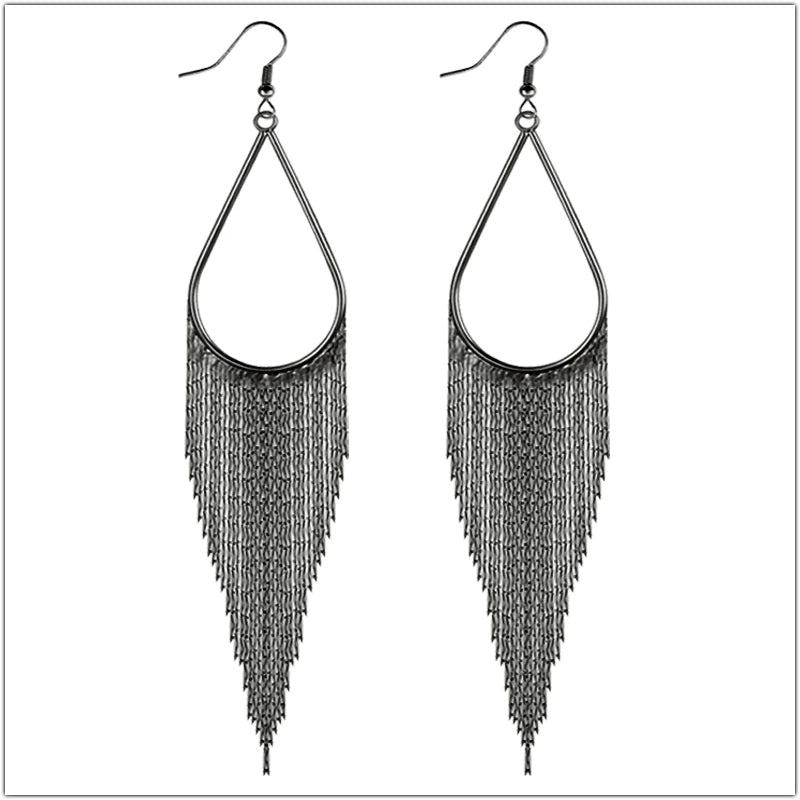 Baroque Water Drop Tassel Dangle Earrings