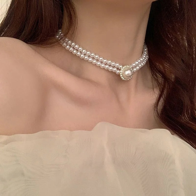 Elegant Pearl Necklace, Earrings & Ring Set - Bridal Crystal Jewelry