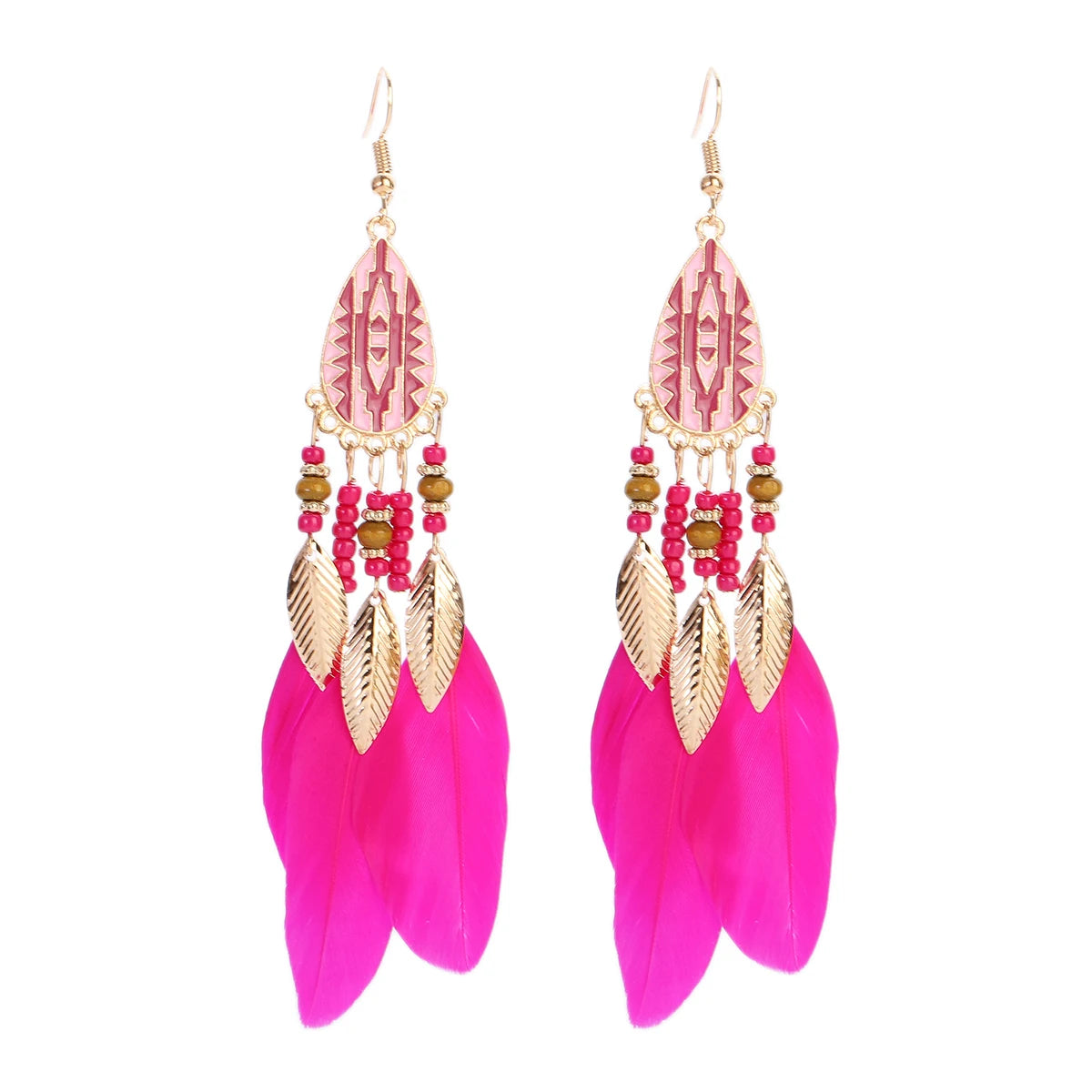 Boho Dream Catcher Feather Tassel Earrings