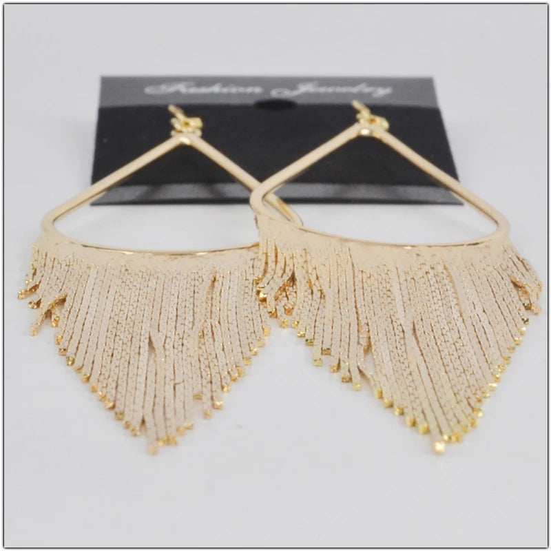 Baroque Water Drop Tassel Dangle Earrings