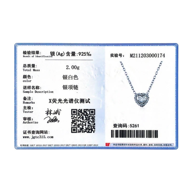 MODIAN 925 Sterling Silver CZ Heart Necklace - Classic Wedding Jewelry