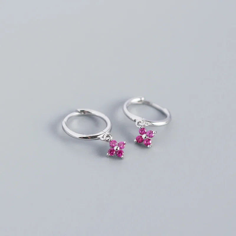 925 Sterling Silver Floral Zircon Earrings