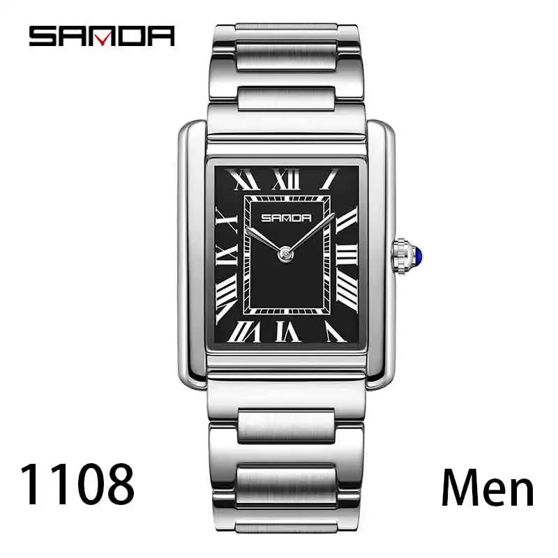 SANDA Couple Tank Quartz Watch - Waterproof Square Dial Set