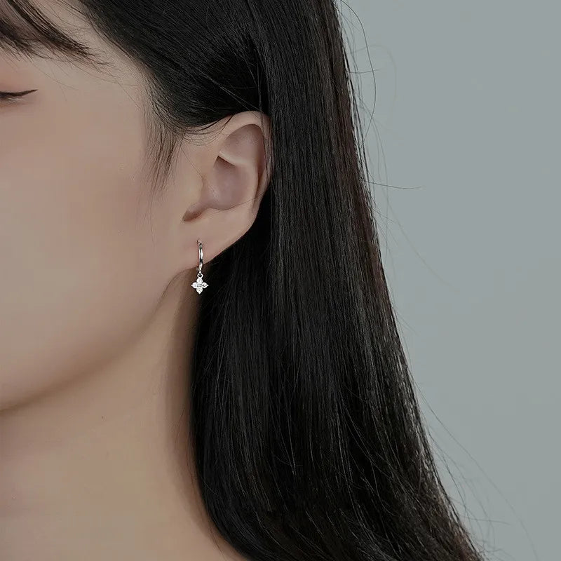 925 Sterling Silver Floral Zircon Earrings