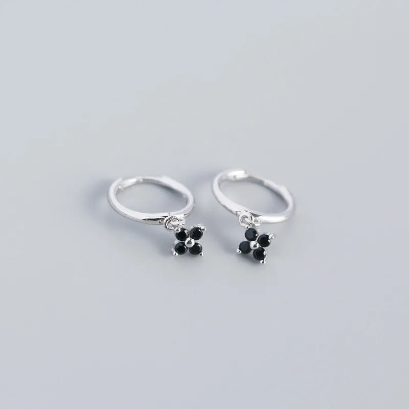 925 Sterling Silver Floral Zircon Earrings