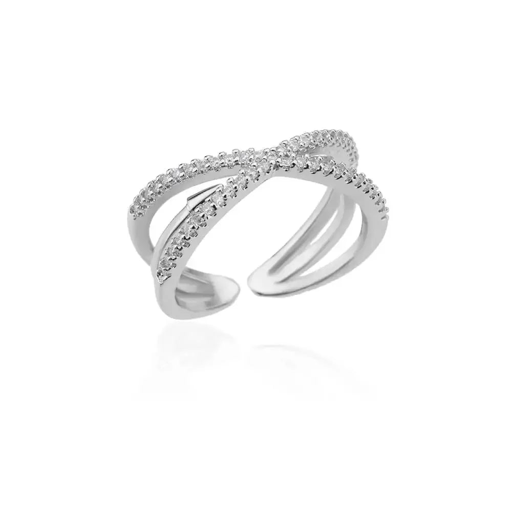 Gold Tone Zircon Geometric Open Ring