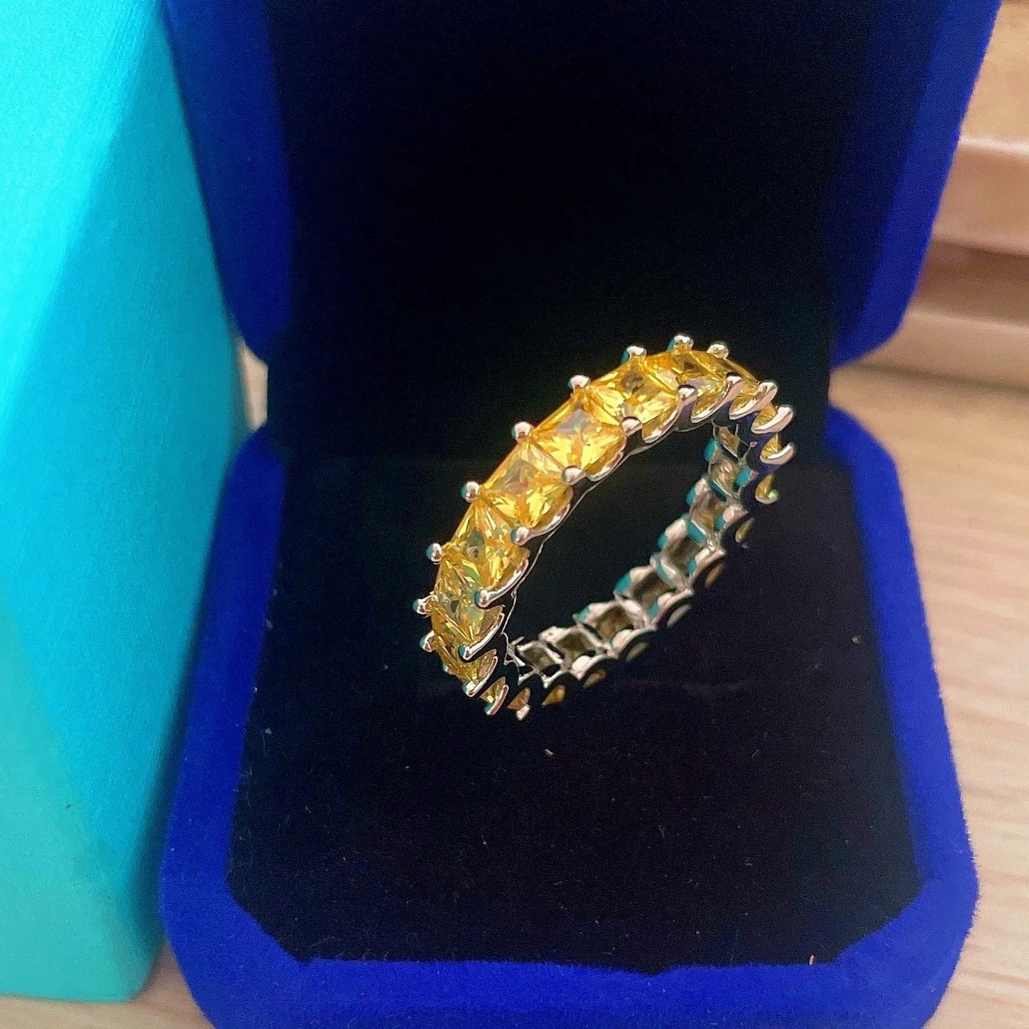 925 Sterling Silver Emerald Cut Eternity Ring