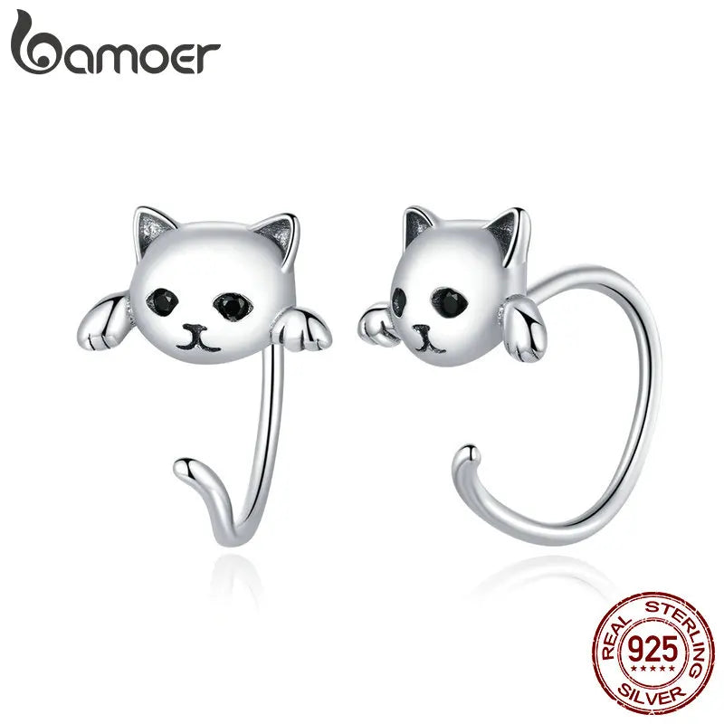 925 Sterling Silver Cat Tail Stud Earrings