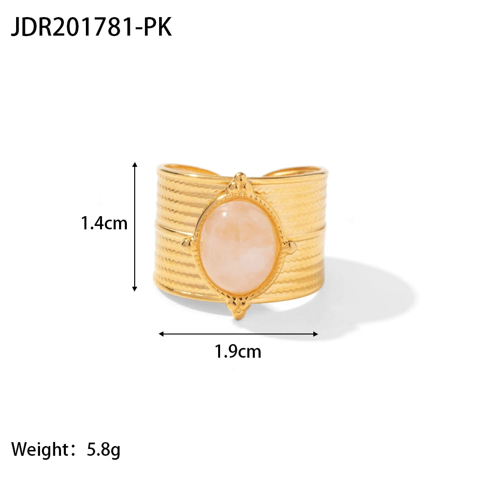 Waterproof Natural Stone Stainless Steel Ring