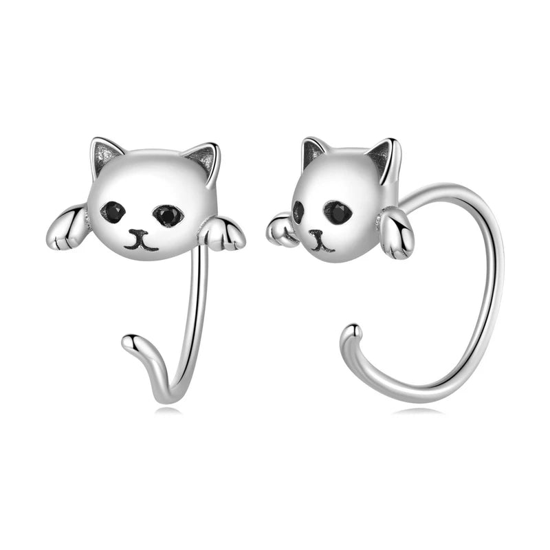 925 Sterling Silver Cat Tail Stud Earrings