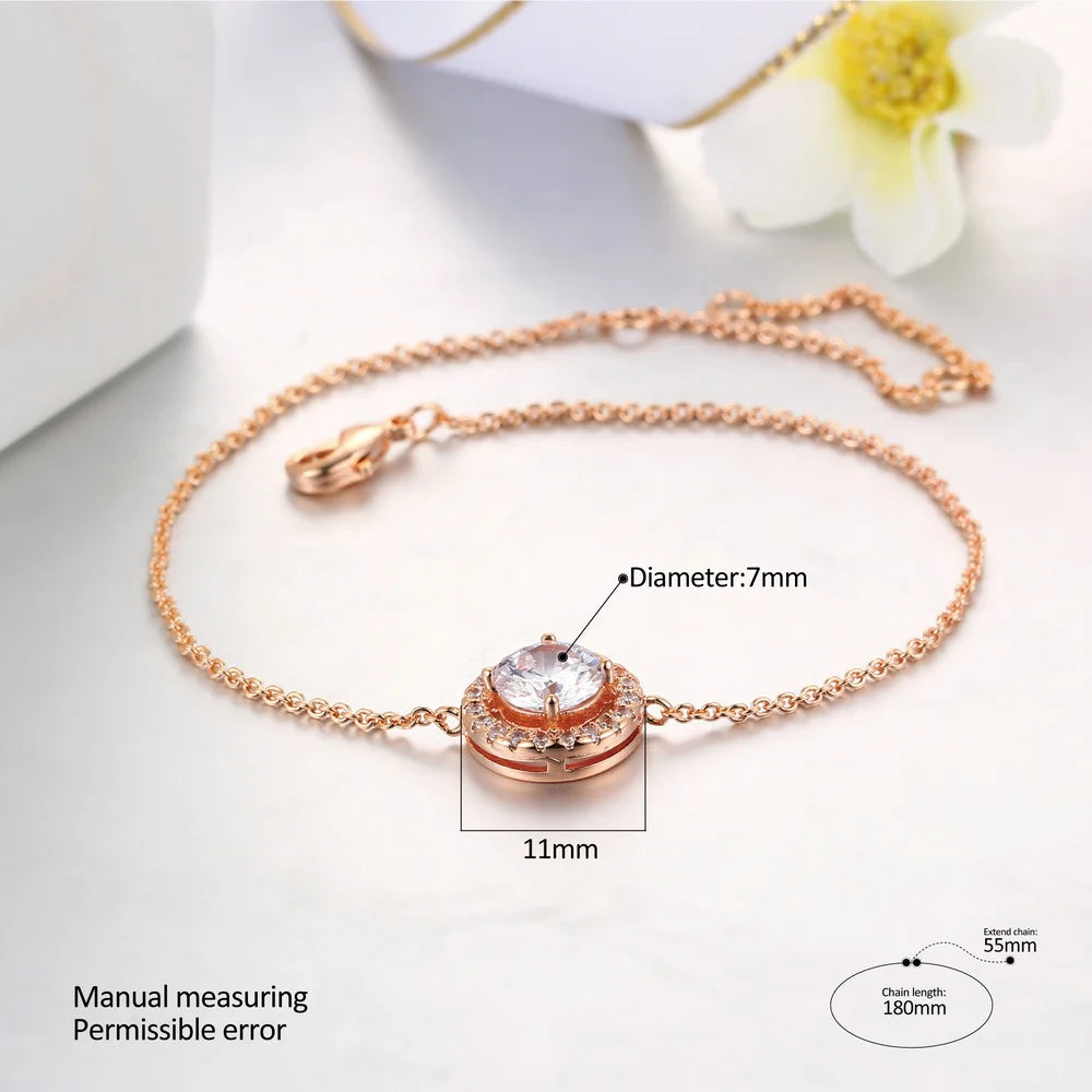 Rose Gold Cubic Zirconia Charm Bracelet