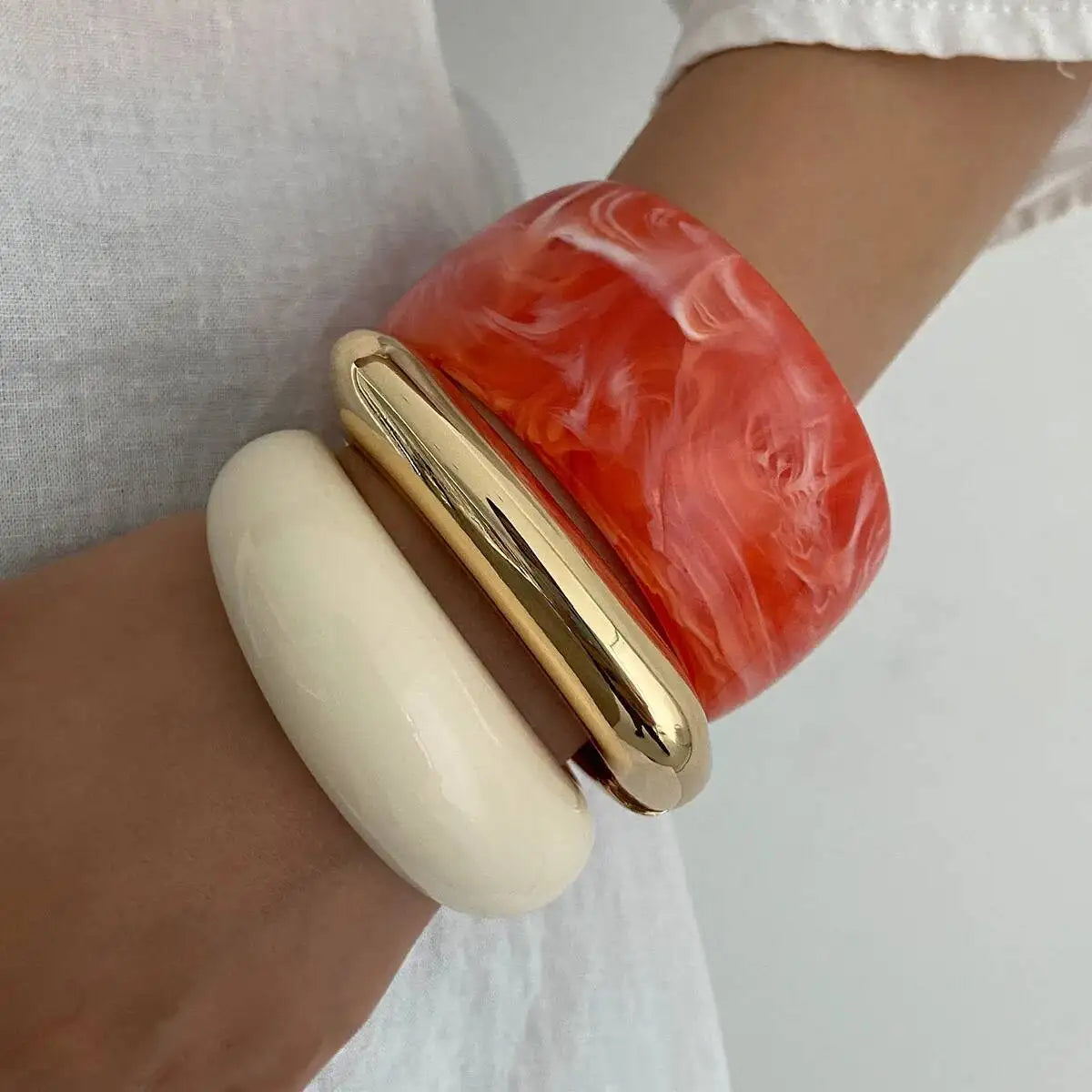 Acrylic Resin Boho Bangle Bracelet