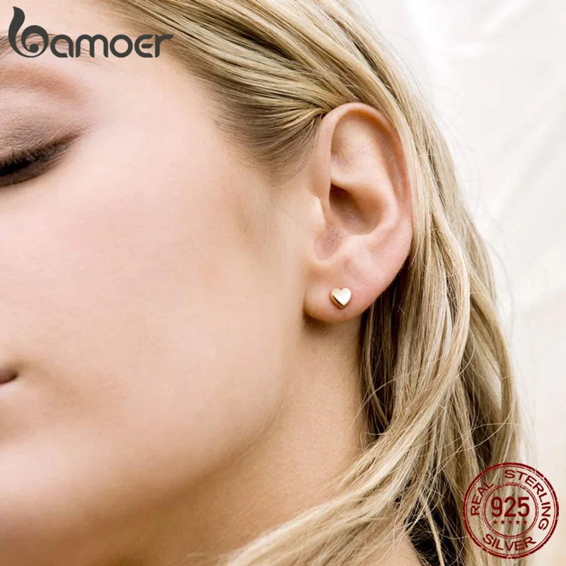 925 Sterling Silver Petite Heart Stud Earrings