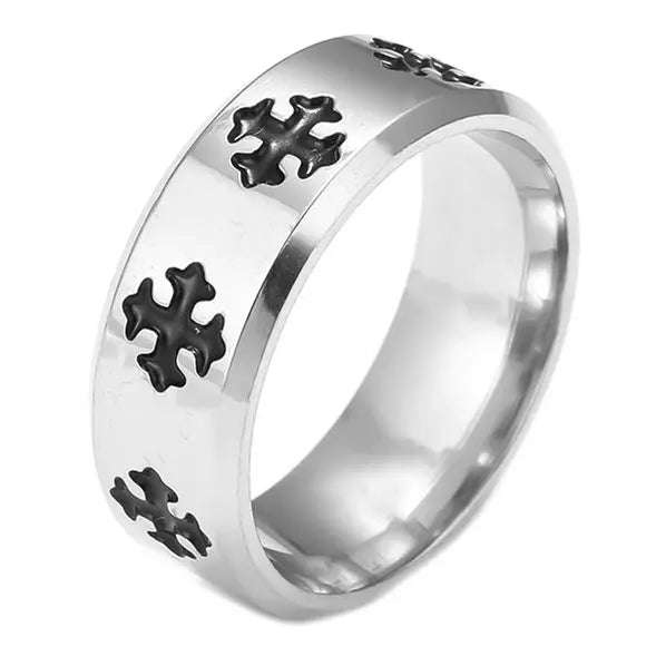 Titanium Steel Christian Cross Bible Ring