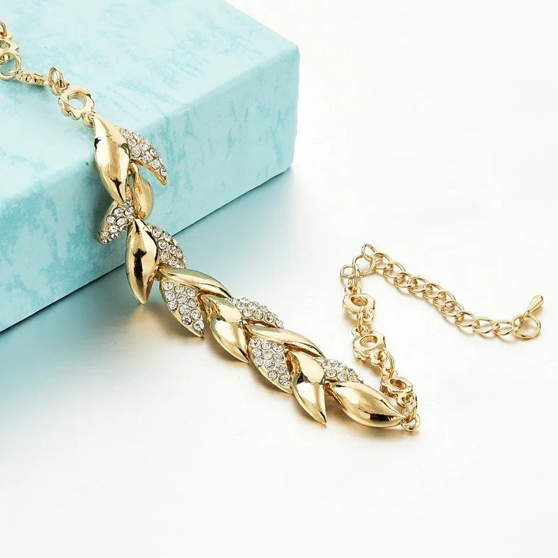 Crystal Braided Feather Charm Bracelet