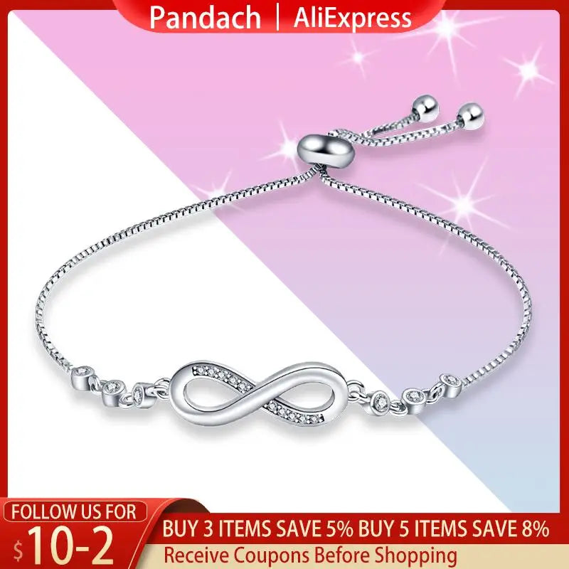 925 Sterling Silver Infinity Moon Bracelet