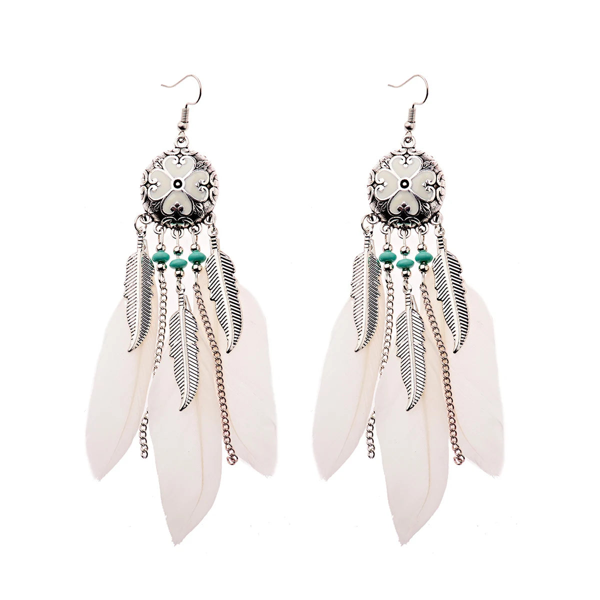 Boho Dream Catcher Feather Tassel Earrings