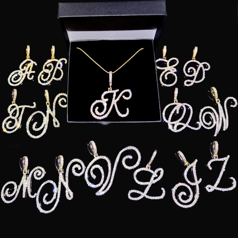 A-Z Cursive Initial Letter Necklace - Minimalist Rope Chain Pendant