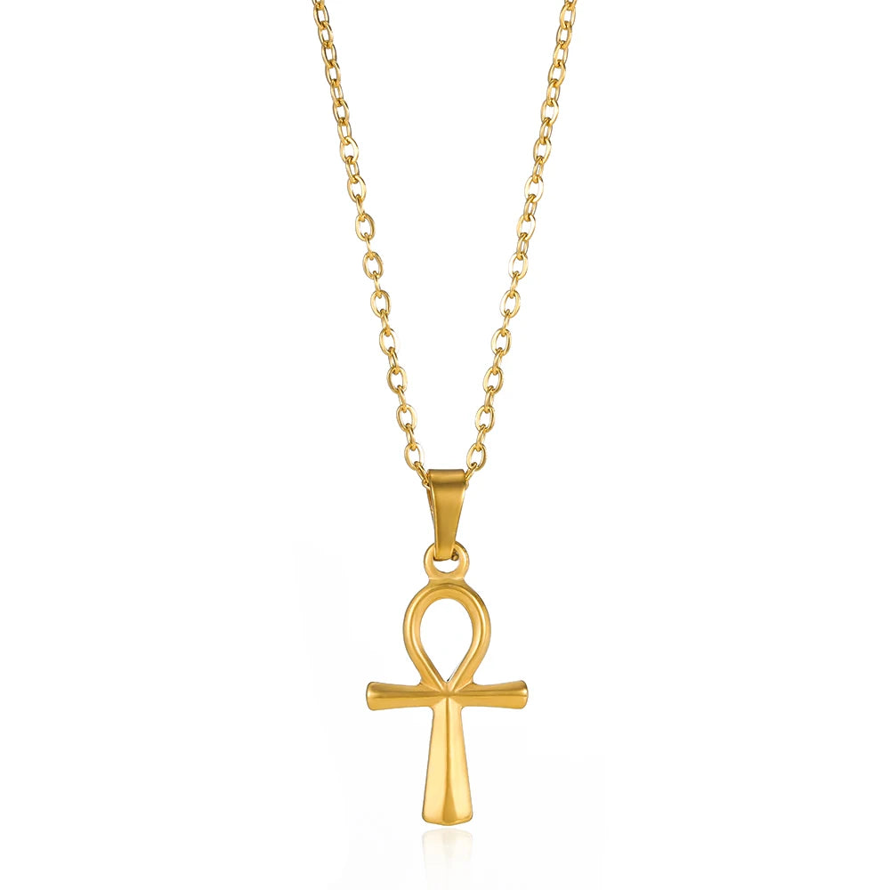 Vintage Jesus Cross Coin Necklace - Stainless Steel Prayer Pendant