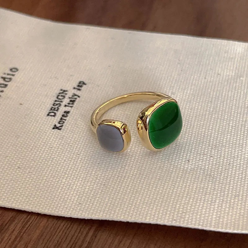 Colorful Drip Glaze Geometric Open Ring