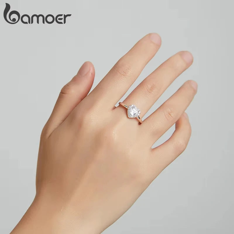 925 Sterling Silver Heart Crystal Ring