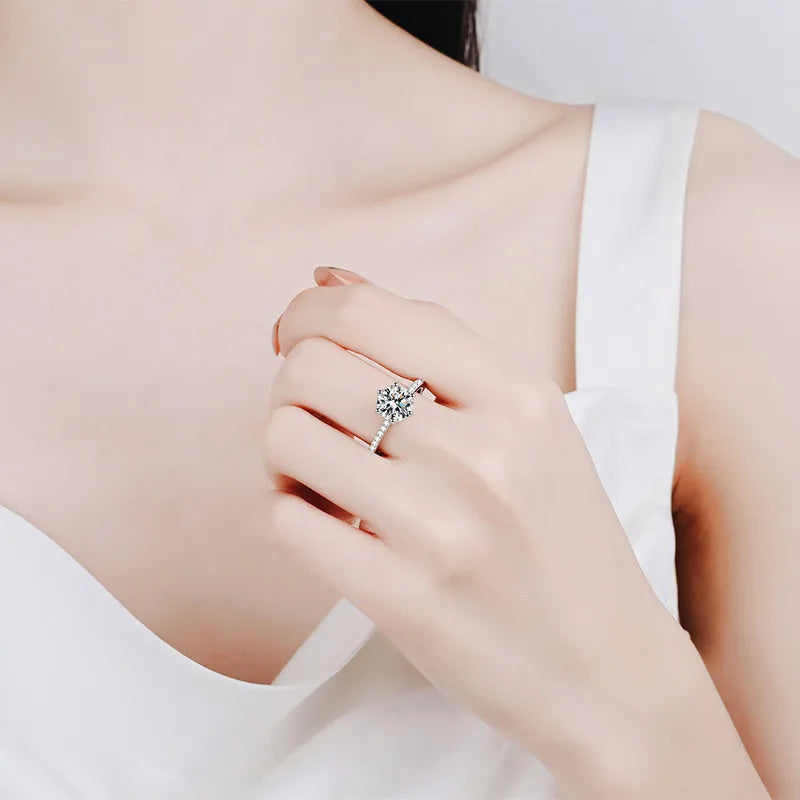 Real D Color 2.0 Carat Moissanite Wedding Ring Fashion Exquisite 100% 925 Sterling Silver Groom Proposal Rings High Jewelry