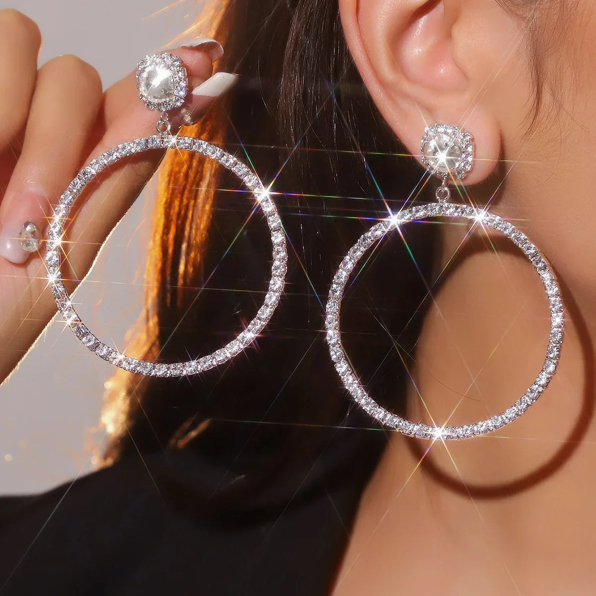Luxury Custom Color Rhinestone Crystal Long Tassel Earrings for Women Bridal Drop Dangling Earrings Party Wedding Jewelry Gifts