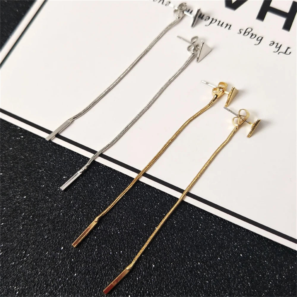 Triangle Bead Threader Tassel Earrings