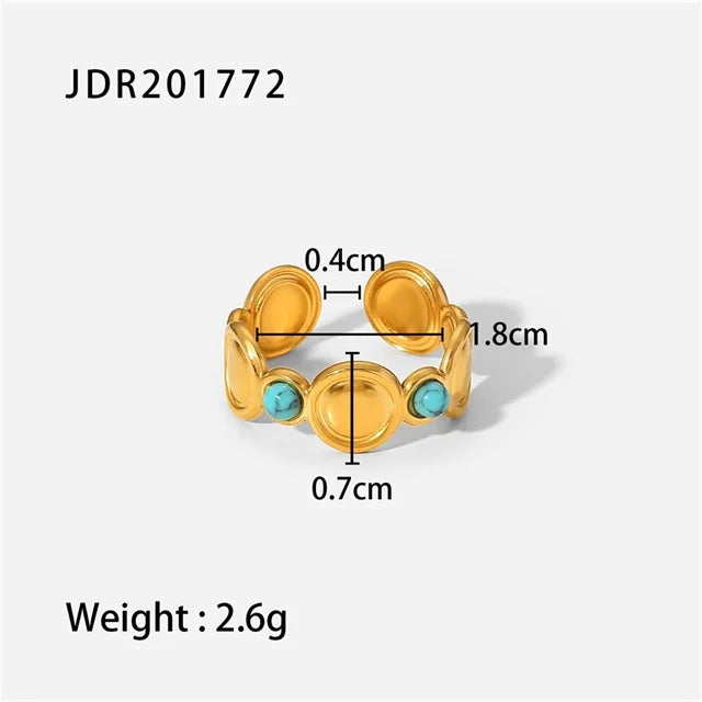 Waterproof Natural Stone Stainless Steel Ring