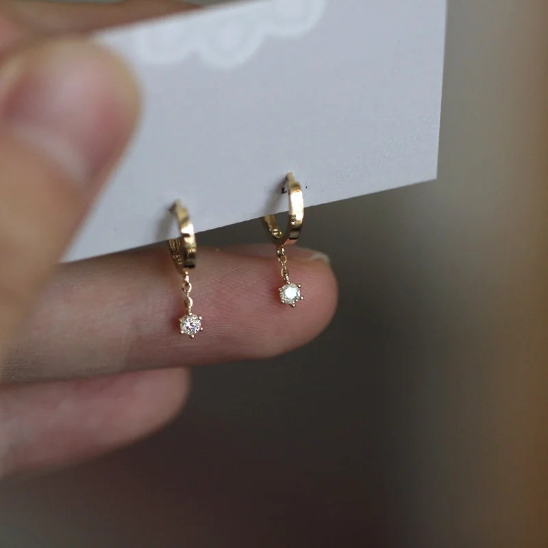 Silver Needle Cubic Zirconia Stud Earrings