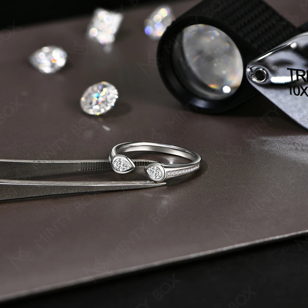 0.5CT Pear Shape Moissanite Ring in S925 Silver