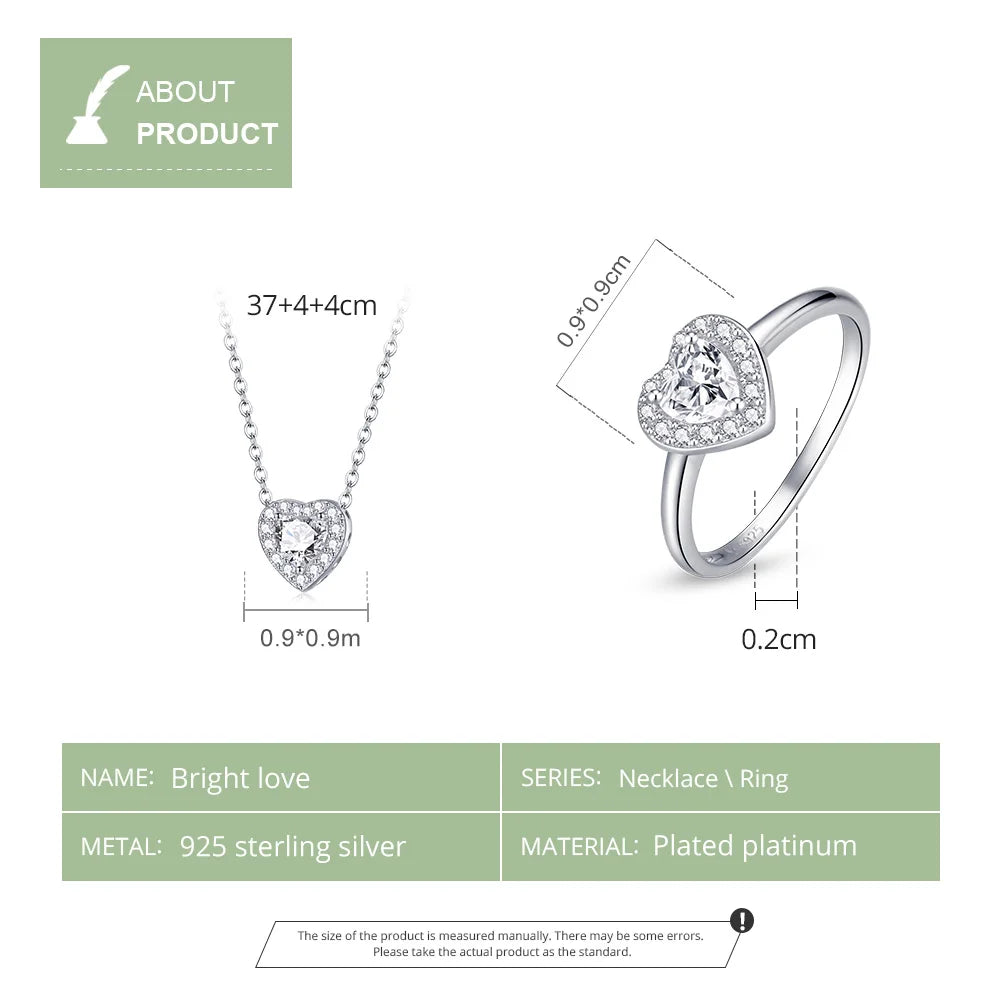 925 Sterling Silver Heart Crystal Ring