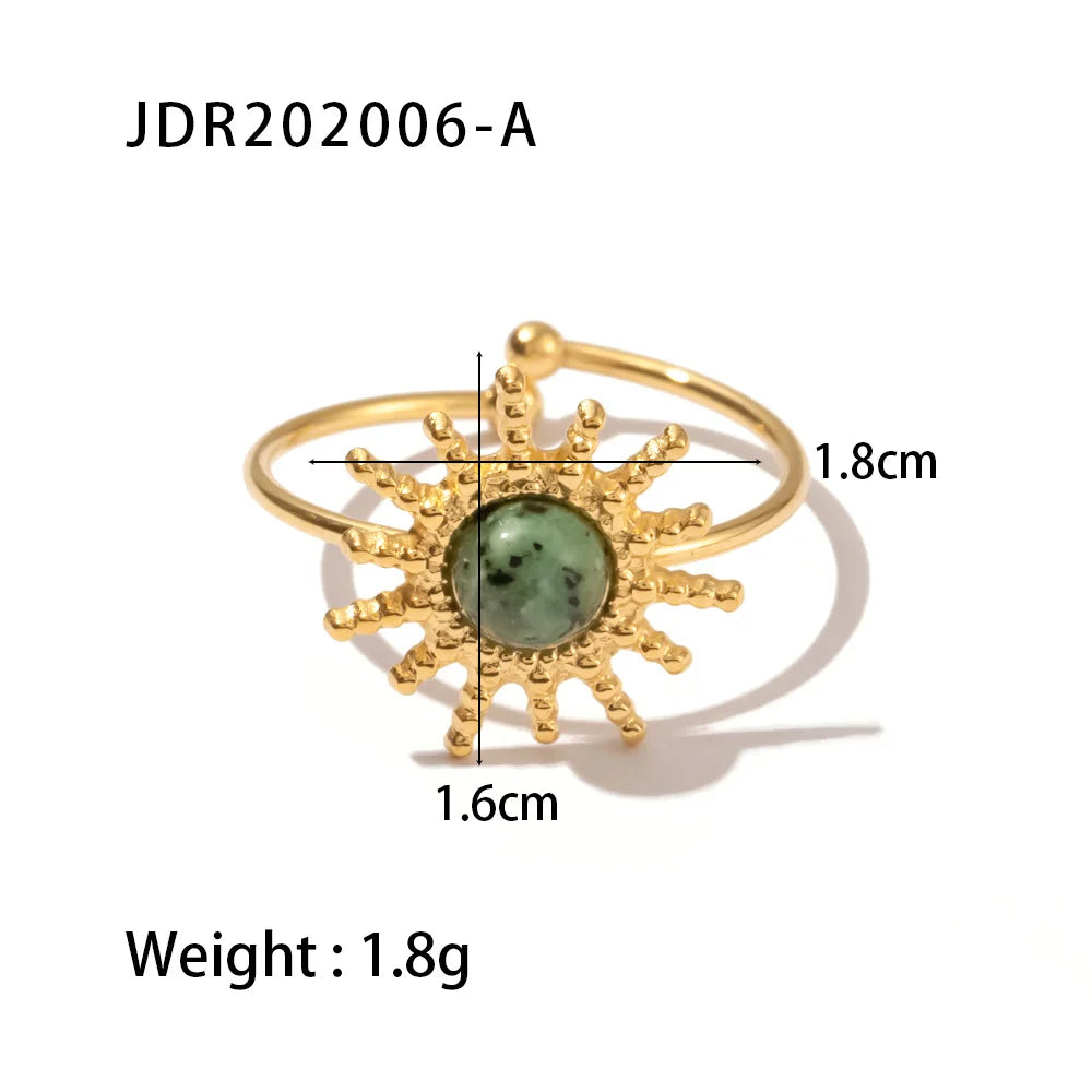 Waterproof Natural Stone Stainless Steel Ring