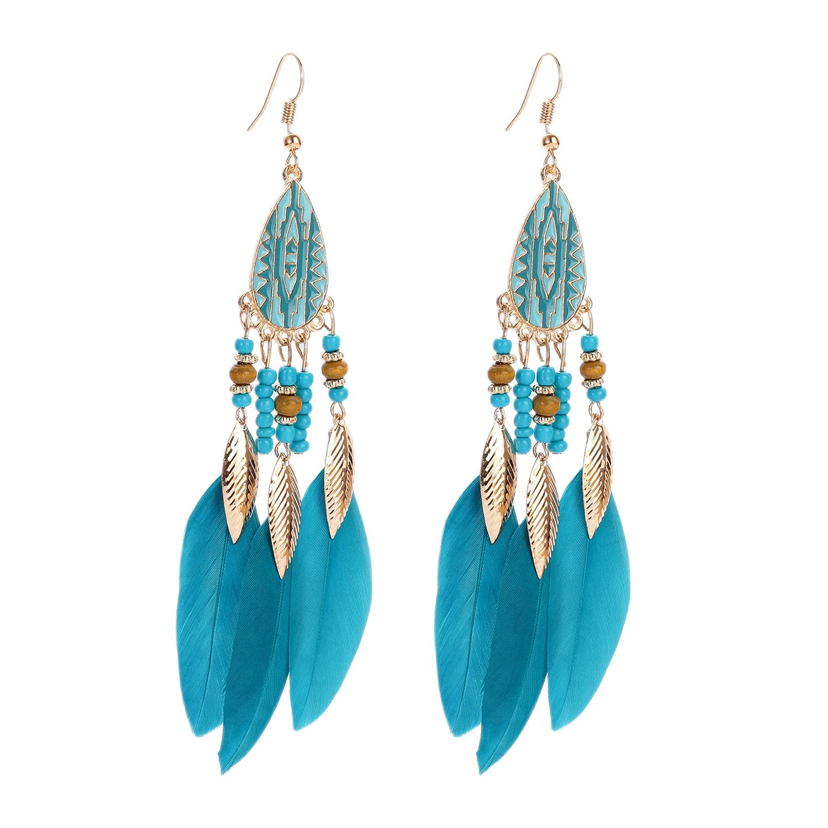 Boho Dream Catcher Feather Tassel Earrings