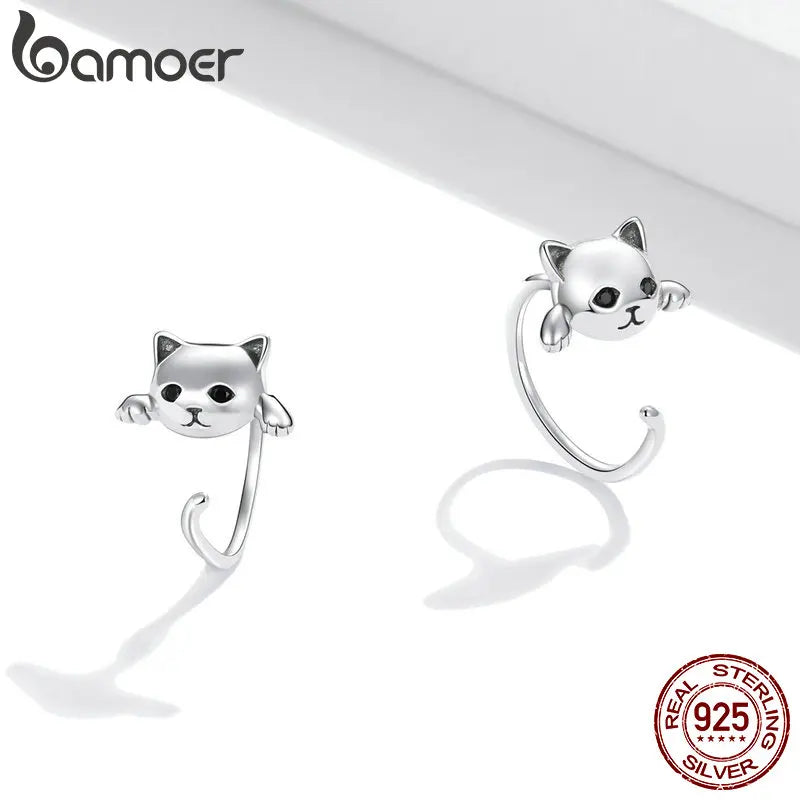 925 Sterling Silver Cat Tail Stud Earrings