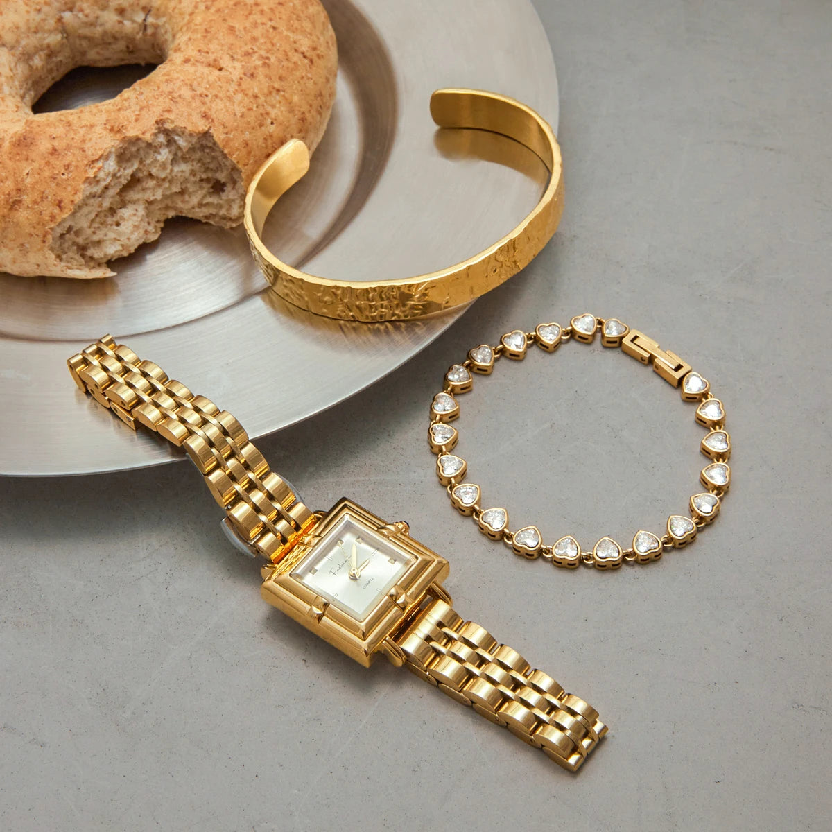 Stainless Steel Geometric Heart Cuff Bracelet