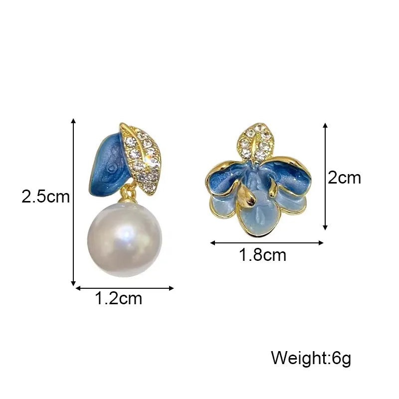 Blue Geometric Butterfly Dangle Earrings