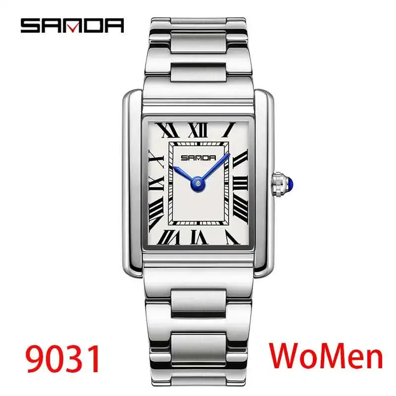 SANDA Couple Tank Quartz Watch - Waterproof Square Dial Set
