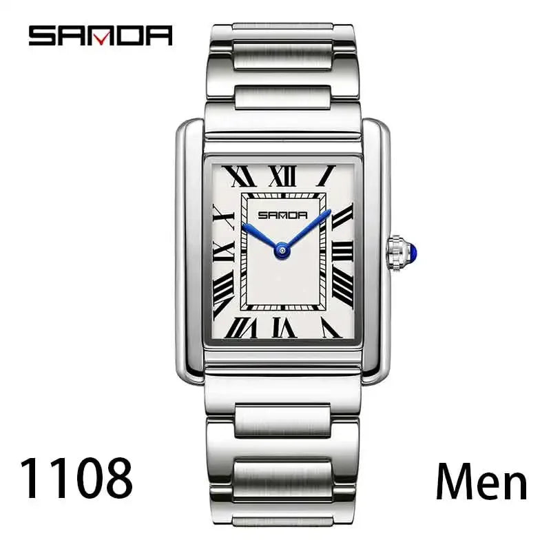 SANDA Couple Tank Quartz Watch - Waterproof Square Dial Set