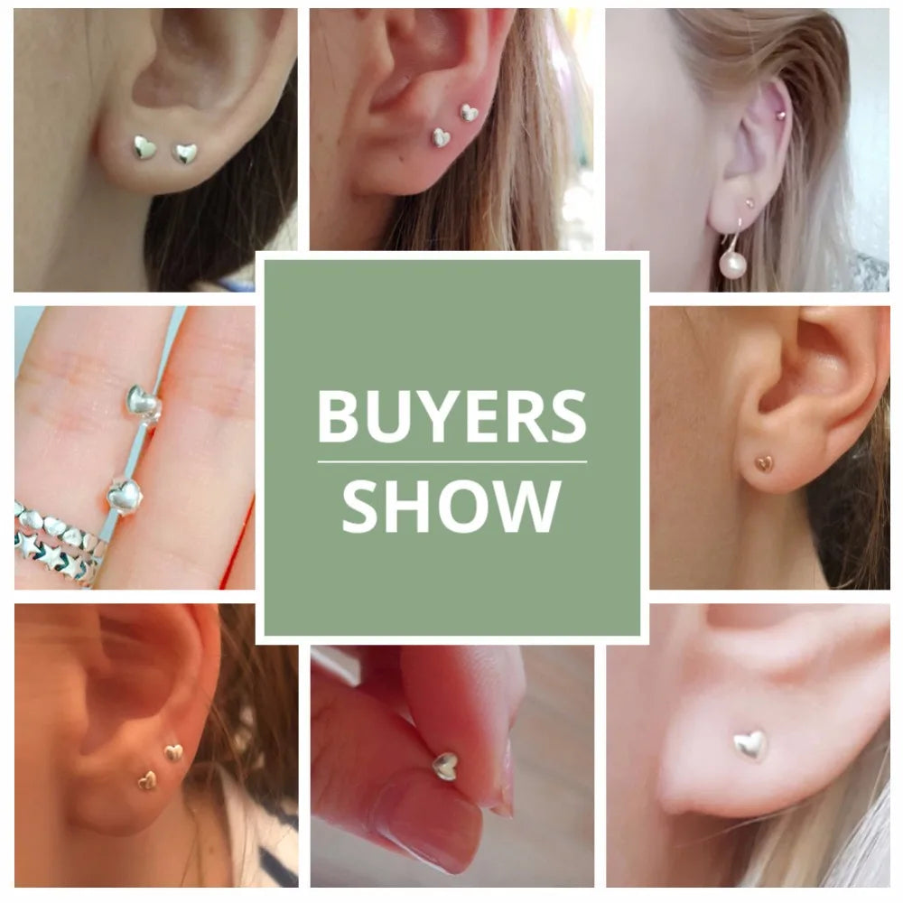 925 Sterling Silver Petite Heart Stud Earrings