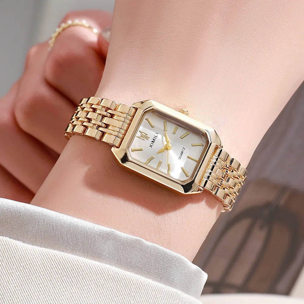 Square Quartz Women's Watch - Stainless Steel Fashion Wristwatch