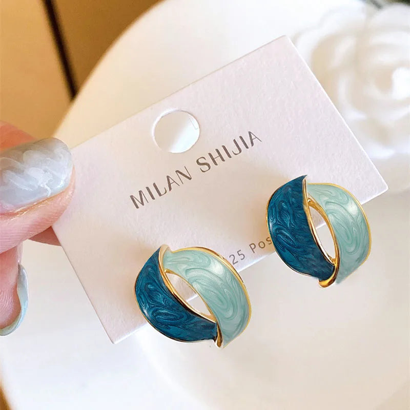 Blue Geometric Butterfly Dangle Earrings
